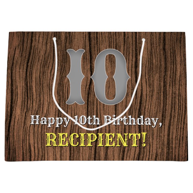 Grand Sac Cadeau Anniversaire 10e : Pays Inspiré par l'Ouest Look,  (Devant)