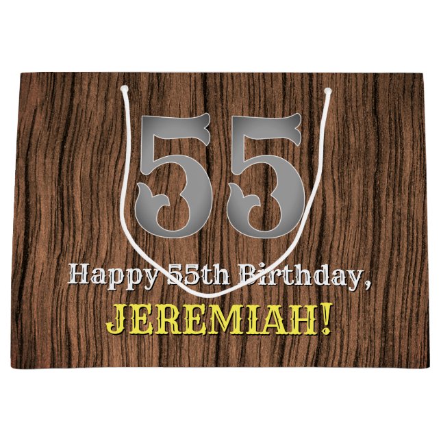 Grand Sac Cadeau Anniversaire 55e : Pays Inspiré par l'Ouest Look,  (Devant)