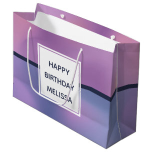 Grand Sac Cadeau Anniversaire Abstrait moderne violet et rose