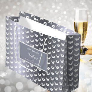 Grand Sac Cadeau Anniversaire argent renard barbe hommes gris moder