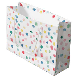 Grand Sac Cadeau Anniversaire Confettis Points Colorés