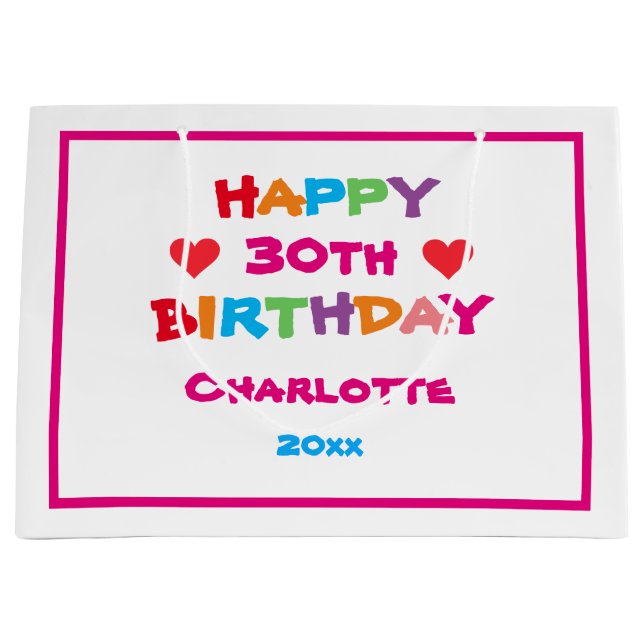 Grand Sac Cadeau Anniversaire Cool N'Importe Quel Âge Personnalisé  (Devant)