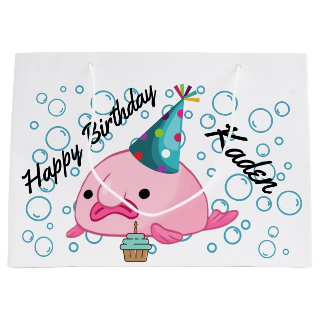 Grand Sac Cadeau Anniversaire de Blobfish (Devant)