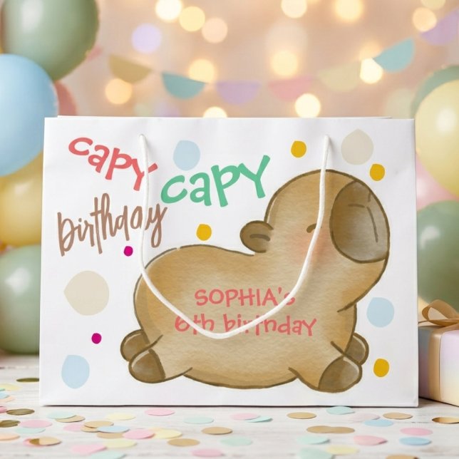 Grand Sac Cadeau Anniversaire de capybara Capy (Créateur téléchargé)
