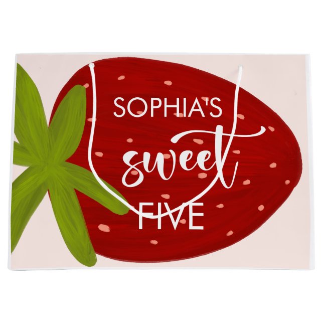 Grand Sac Cadeau Anniversaire de enfant de fraise sucrée (Devant)