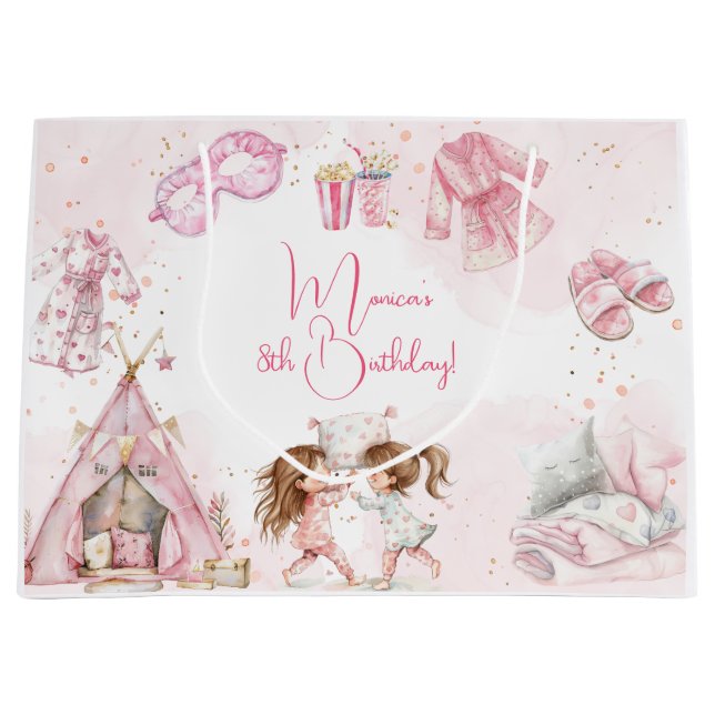 Grand Sac Cadeau Anniversaire de enfant en pyjama couché (Devant)