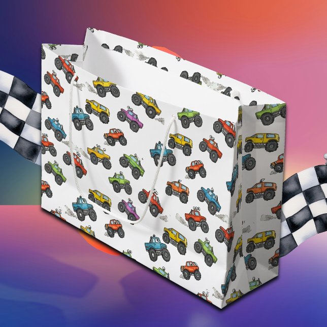 Grand Sac Cadeau Anniversaire de Fun Monster Trucks  (Créateur téléchargé)