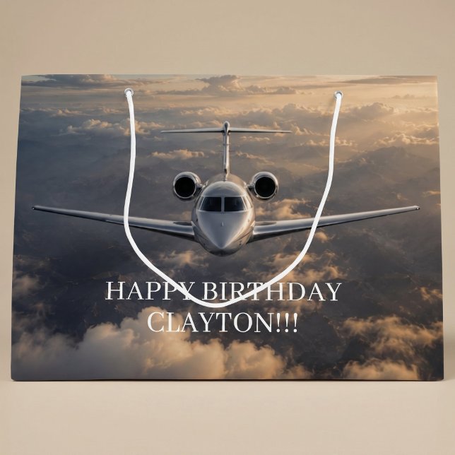 Grand Sac Cadeau Anniversaire de garçon en jet privé exécutif (Créateur téléchargé)