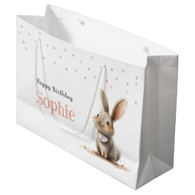 Grand Sac Cadeau Anniversaire de la fille mignonne lapin (Devant Angle)