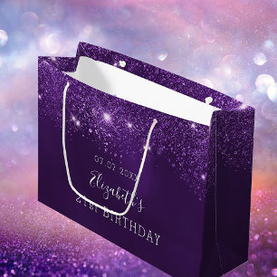 Grand Sac Cadeau Anniversaire de la parties scintillant violette no