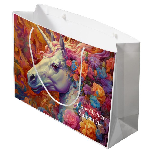 Grand Sac Cadeau Anniversaire de Licorne Incroyable (Dos Angle)