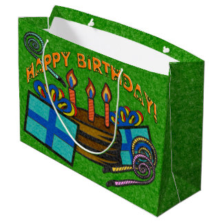 Grand Sac Cadeau Anniversaire de panneau de feutre de vert