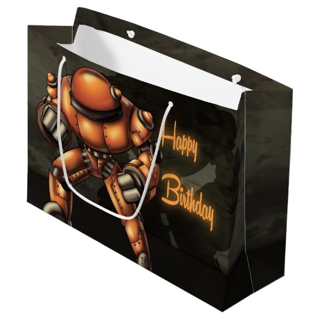 Grand Sac Cadeau Anniversaire du Big Robot (Devant Angle)