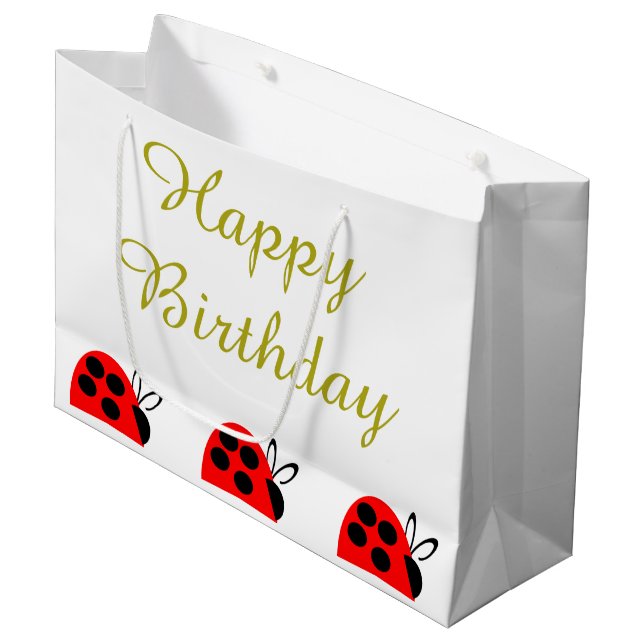 Grand Sac Cadeau Anniversaire du joli Red Ladybug (Devant Angle)
