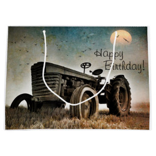 Grand Sac Cadeau Anniversaire du vieux tracteur