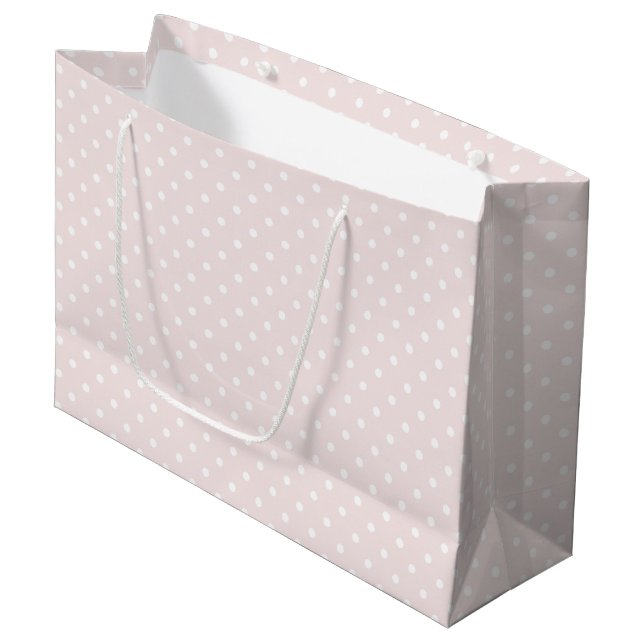 Grand Sac Cadeau Anniversaire Filleul Rose Points Blancs (Devant Angle)