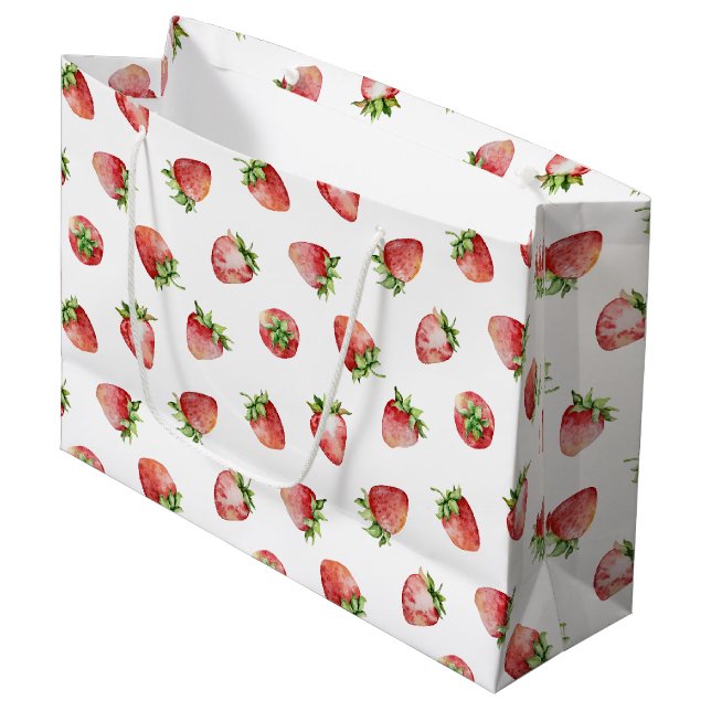 Grand Sac Cadeau Anniversaire fraise (Devant Angle)