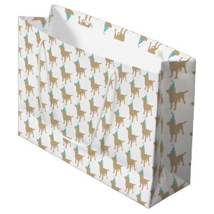 Grand Sac Cadeau Anniversaire Labrador Jaune Chien dans le Casquett