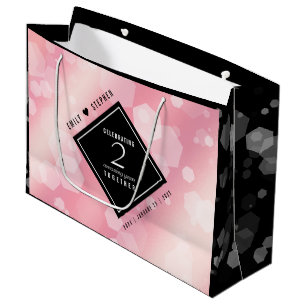 Grand Sac Cadeau Anniversaire Mariage élégant du 2e Rose Quartz