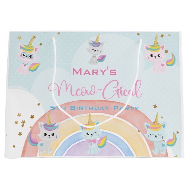 Grand Sac Cadeau Anniversaire Meow-Gical Caticorn (Devant)