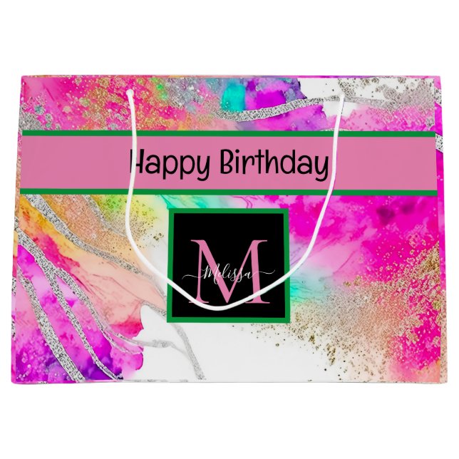 Grand Sac Cadeau Anniversaire monographie moderne (Devant)