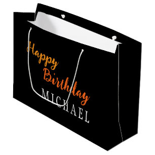 Grand Sac Cadeau Anniversaire Votre Nom Minimaliste Moderne