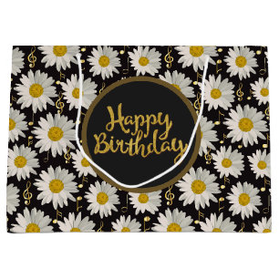 Grand Sac Cadeau Anniversaire White Daisy