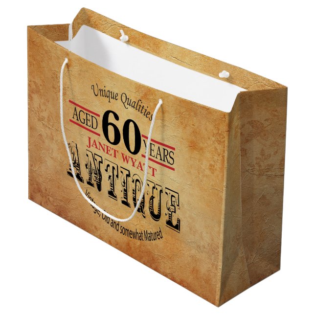 Grand Sac Cadeau Antique 60e anniversaire (Devant Angle)