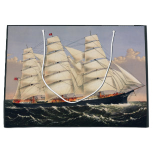Grand Sac Cadeau Antique Navire de Navigation Maritime Currier & Iv