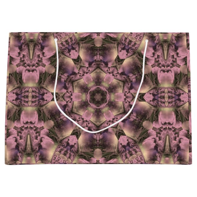 Grand Sac Cadeau Antiquité rose victorienne (Devant)