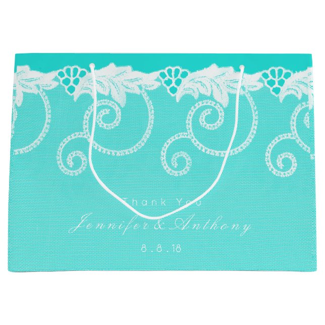 Grand Sac Cadeau Aqua Blue Ocean Royal Lace (Devant)