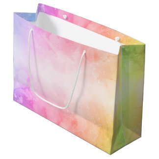 Grand Sac Cadeau Aquarelle arc-en-ciel