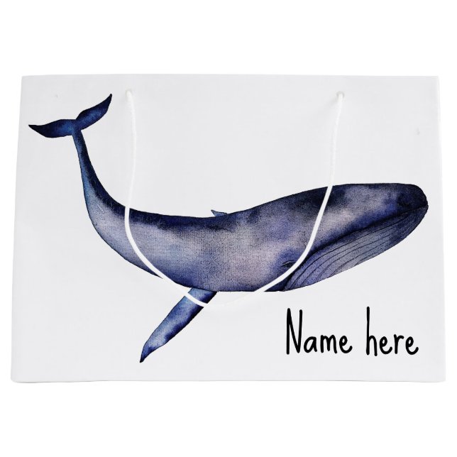 Grand Sac Cadeau Aquarelle Baleine bleue (Devant)