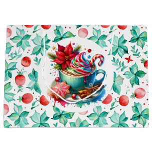 Grand Sac Cadeau Aquarelle Chaud cacao, Sucre de canne Noël