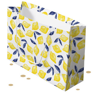Grand Sac Cadeau Aquarelle Citron Motif
