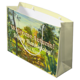 Grand Sac Cadeau Aquarelle d'automne