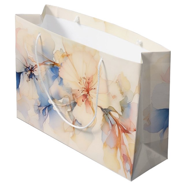 Grand Sac Cadeau Aquarelle Fleurs Abstraites de Dogwood (Dos Angle)