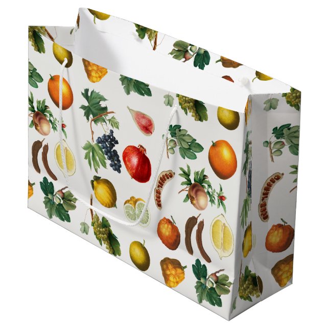 Grand Sac Cadeau Aquarelle Motif de fruits méditerranéen (Devant Angle)