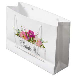Grand Sac Cadeau Aquarelle rose Fête des mariées florale