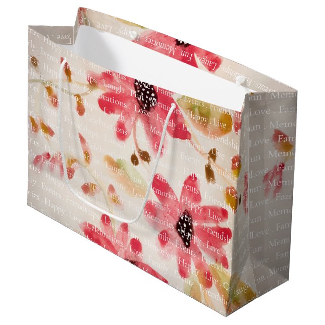 Grand Sac Cadeau Aquarelle stylée Floral (Devant Angle)
