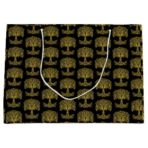 Grand Sac Cadeau Arbre Celtique Jaune