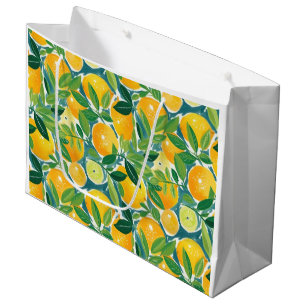 Grand Sac Cadeau Arbre Citrus Artisan Citrons Oranges Limes colorée