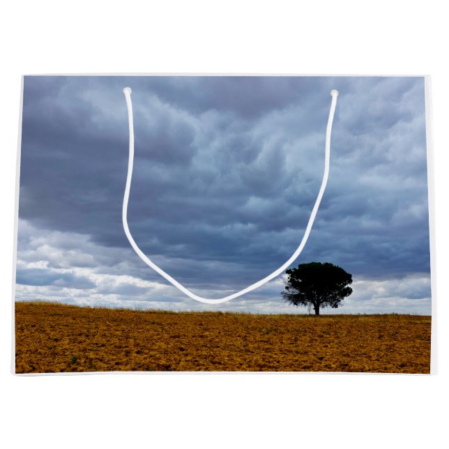 Grand Sac Cadeau Arbre dans un champ vide (Devant)