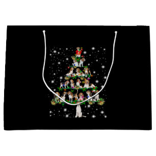 Grand Sac Cadeau Arbre De Noël Beagle Couvert De Flamme De Flamme