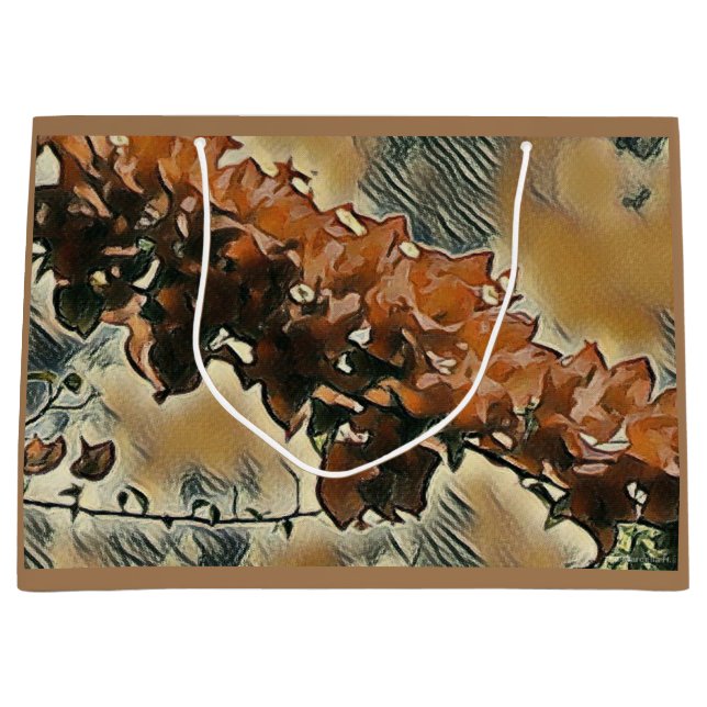 Grand Sac Cadeau Arbre de roses d'art (Devant)