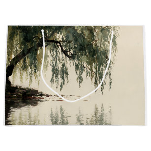 Grand Sac Cadeau Arbre de saule serein réflexion Art de la nature (