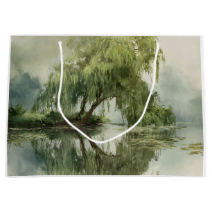 Grand Sac Cadeau Arbre de saule serein réflexion Art de la nature (