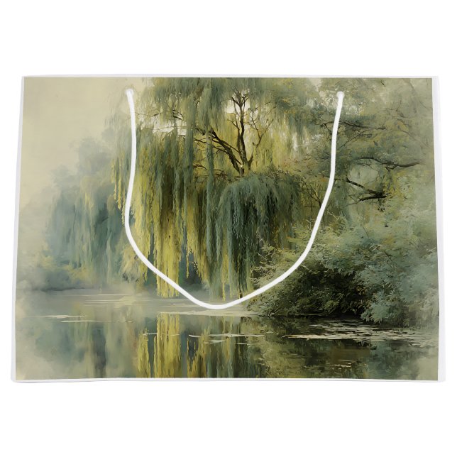 Grand Sac Cadeau Arbre de saule serein Réflexion Art de la nature ( (Devant)