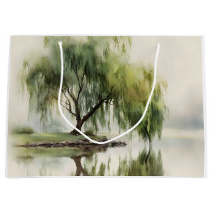 Grand Sac Cadeau Arbre de saule serein Réflexion Nature Art (12)