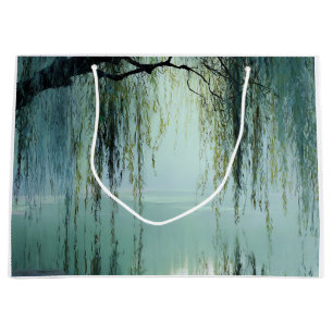Grand Sac Cadeau Arbre de saule serein Réflexion Nature Art (4)